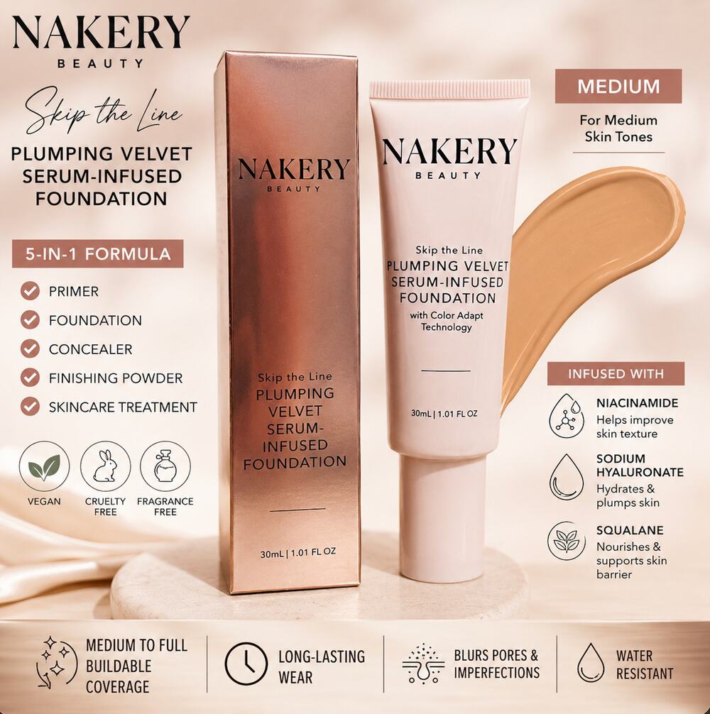 ✨ Nakery Beauty Skip the Line Plumping Velvet Serum-Infused Foundation